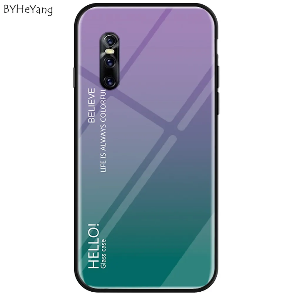 Чехол для Vivo X27 чехол Роскошный Жесткий закаленное стекло модный градиентный
