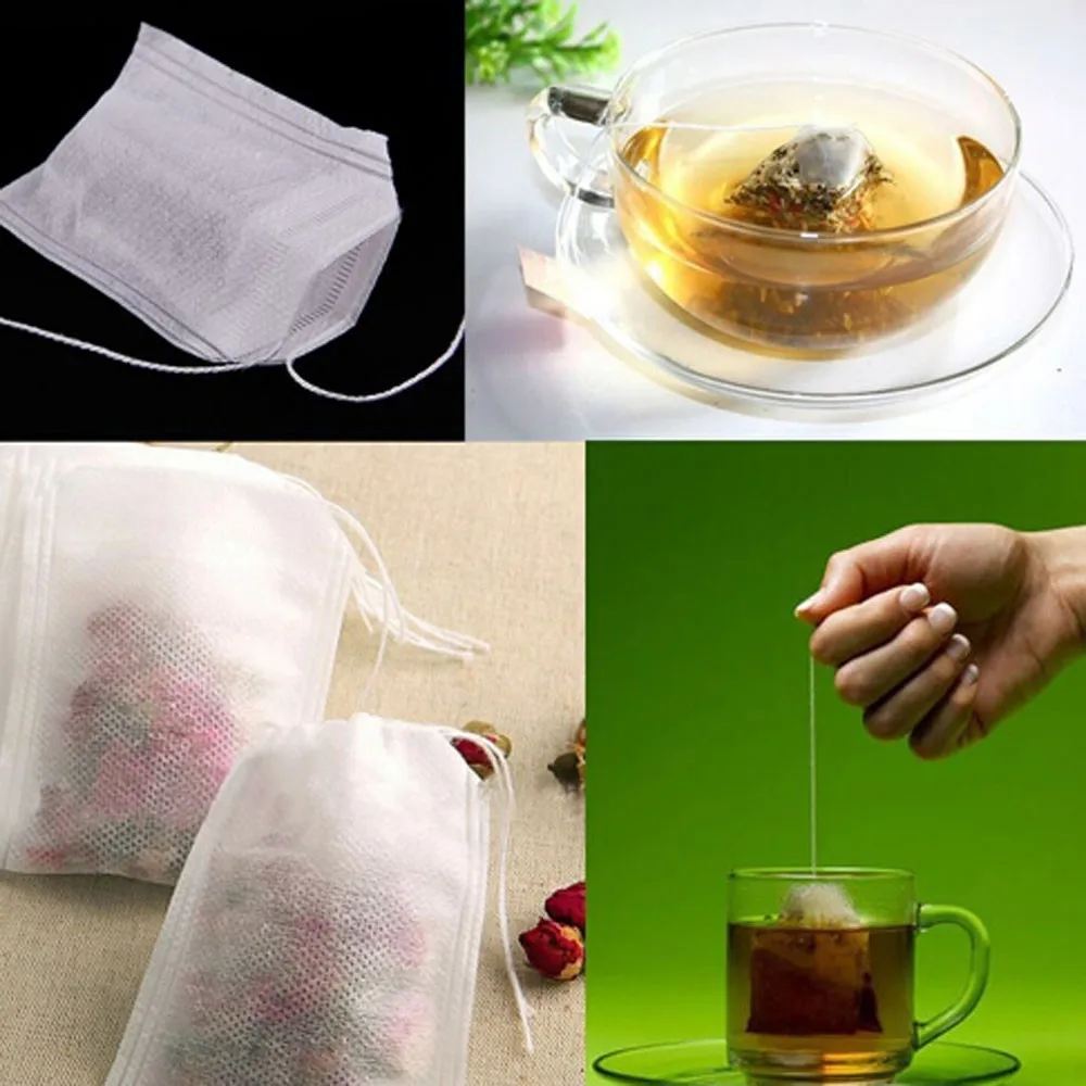 100 шт. пустые чайные пакетики струны тепловое уплотнение фильтр для чайной