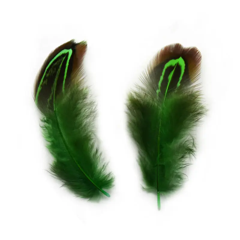 11 цветов 20 шт Красивые перья фазана 5-8 см/2-3 дюйма - Цвет: Зеленый