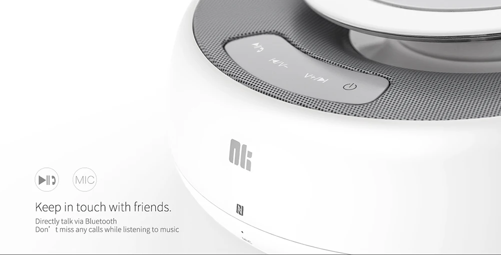 Nillkin 2в1 QI Быстрое беспроводное зарядное устройство+ bluetooth-динамик уютный MC2 с NFC AUX входом CSR 4,0 hi-fi звук домашний динамик