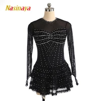 figure skating costume dress customized competition ice skating skirt for girl women kids black lace