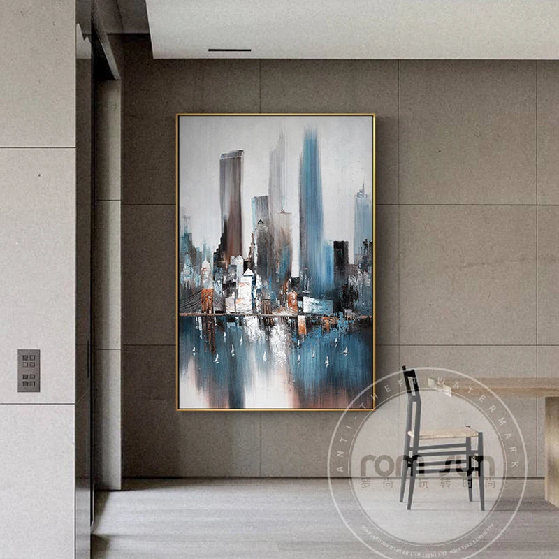 Современное абстрактное здание холст живопись городской пейзаж плакат печать