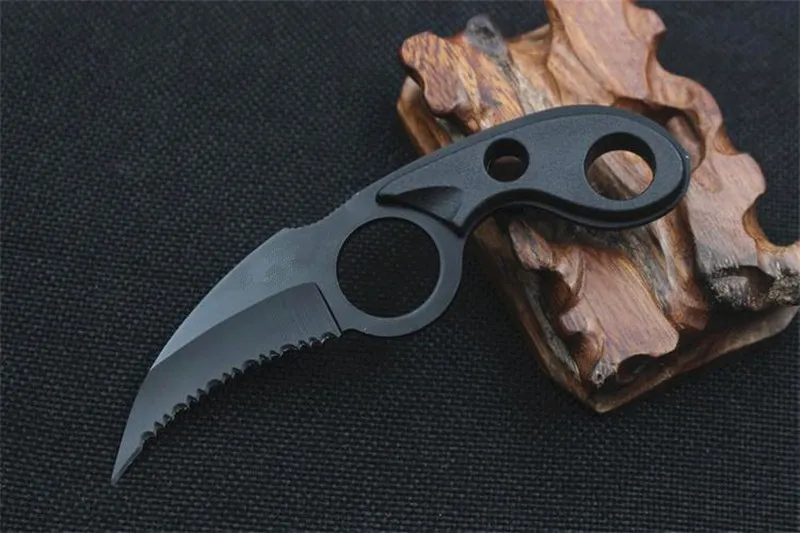 CS Cold karambit нож, тактический коготь, нож для шеи, Настоящие боевые бои, походный карманный нож для выживания на открытом воздухе - Цвет: Black