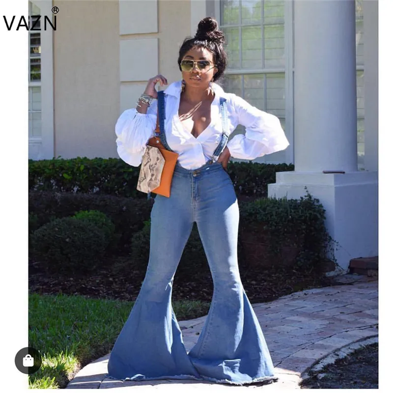 VAZN Autumn High Quality Fashion Women Solid Slim Shirts Ladies V-Neck Full Sleeve Sexy Button Hollow Out LO6146 | Женская одежда