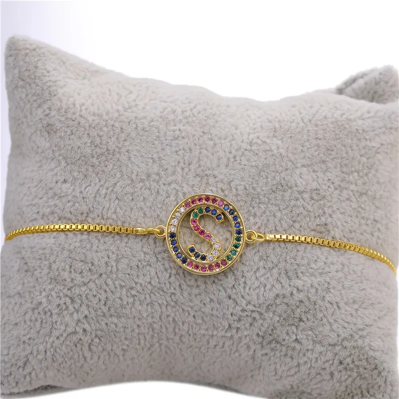 Медный золотой кубический цирконий 26 дюймов алфавит Женская Начальная цепочка