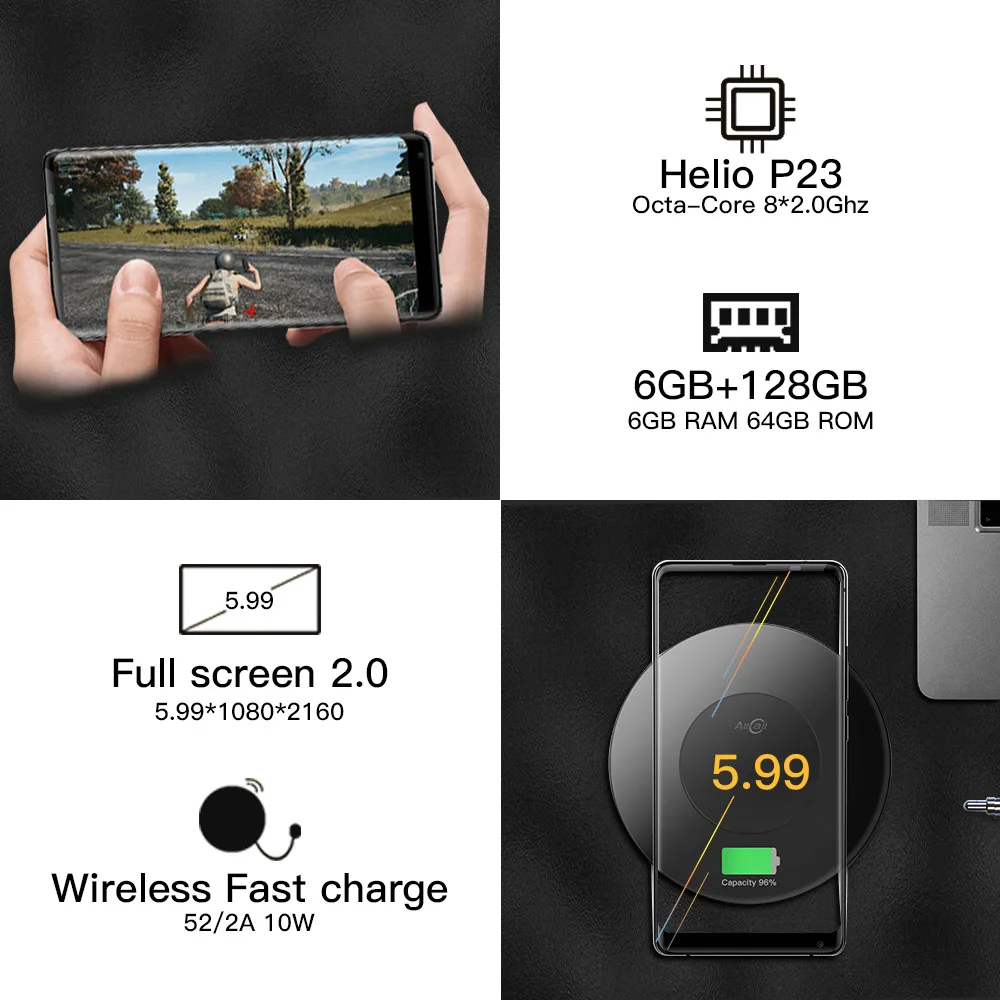 AllCall MIX 2 4G мобильный телефон Helio P23 Восьмиядерный 6 ГБ ОЗУ 64 Гб ПЗУ 18:9 5,99 дюймов FHD+ 16 Мп+ 8 МП беспроводной заряд смартфона