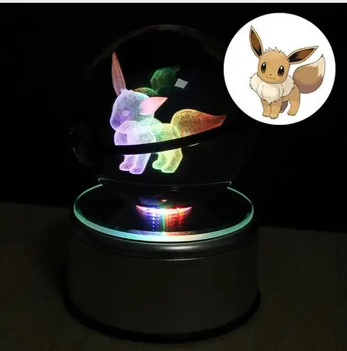 Ibrahimovic pokemon кристально прозрачный 3D ночной Светильник диаметр 5 см стеклянный шар Crtoon животные дизайн внутри фигурки - Испускаемый цвет: Diameter 5cm
