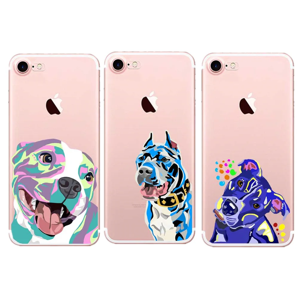 Art PitBull тату дизайн собака лицо прозрачный мягкий ТПУ чехол для телефона iPhone 5 5S SE 6