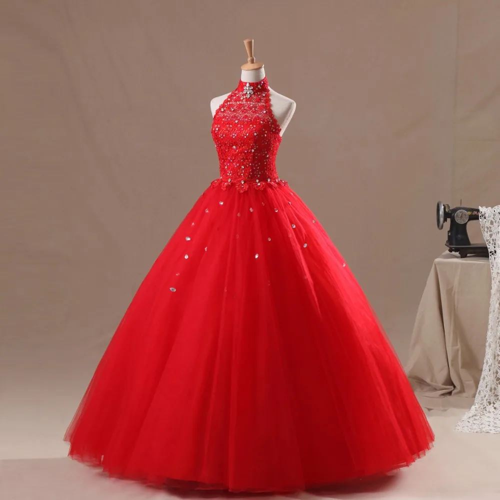 Vestidos de quince anos бальное платье из тюля с бусинами красный корсет кружевное лямкой