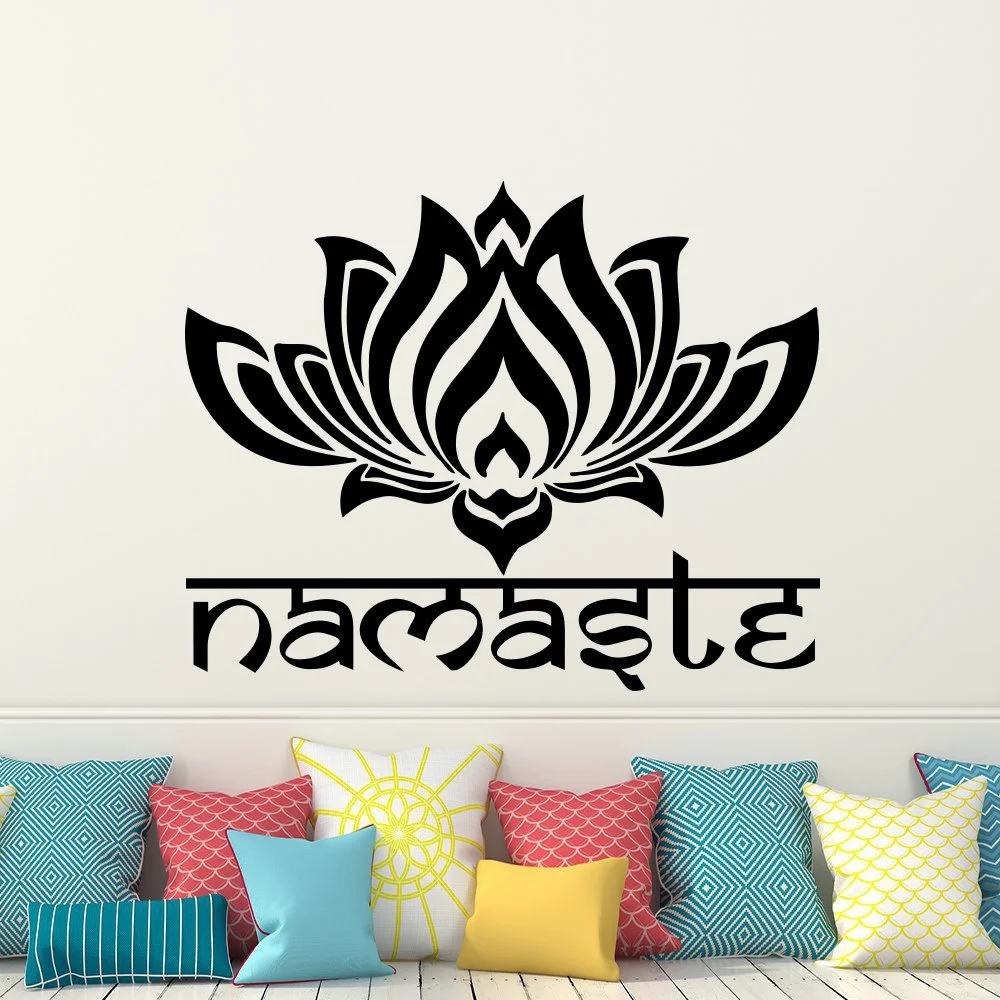 

Louts Flower Wall Sticker Yoga Namaste Wall Decals Home Decor Living Room Bedroom Yoga Studio Wall Art Vinyl Wallpaper H217