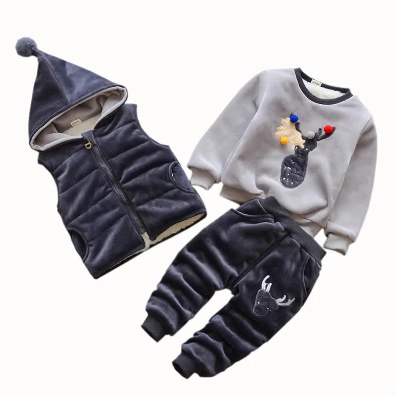 Комплект одежды из 3 предметов для мальчиков и девочек Милая зимняя теплая куртка