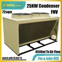 Box type condenser with V-shape coils is modularization and standard size design for free combination by heating capacity demand