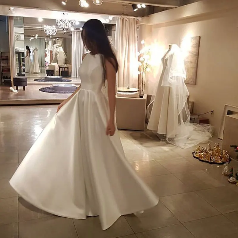 Свадебное платье boda атласное свадебное прозрачное пляжное для гостей hochzeitskleid |