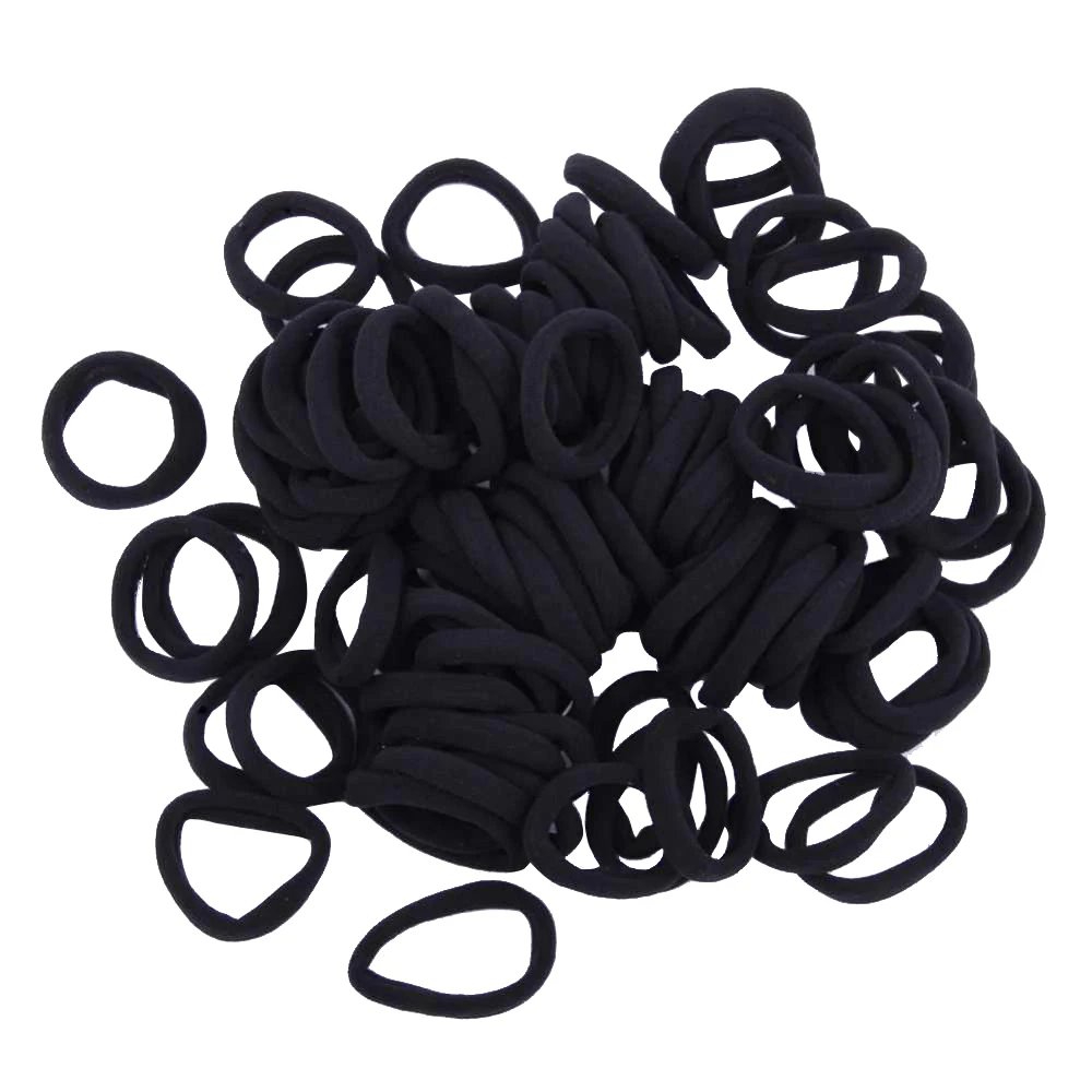 Черные эластичные резинки для волос 100 шт./лот Детская повязка девочек хвоста