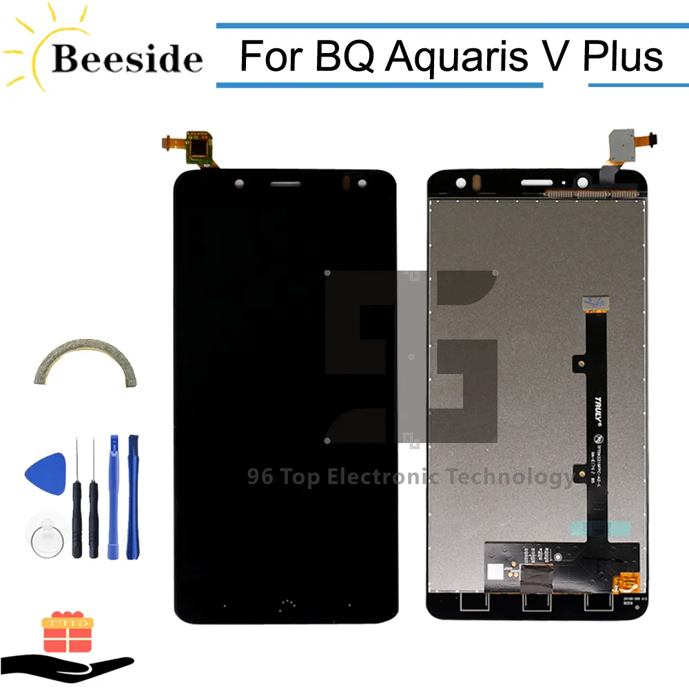 AA+ качество lcd 5,5 ''для BQ Aquaris V Plus ЖК-дисплей с сенсорным экраном дигитайзер сборка Замена черный/белый