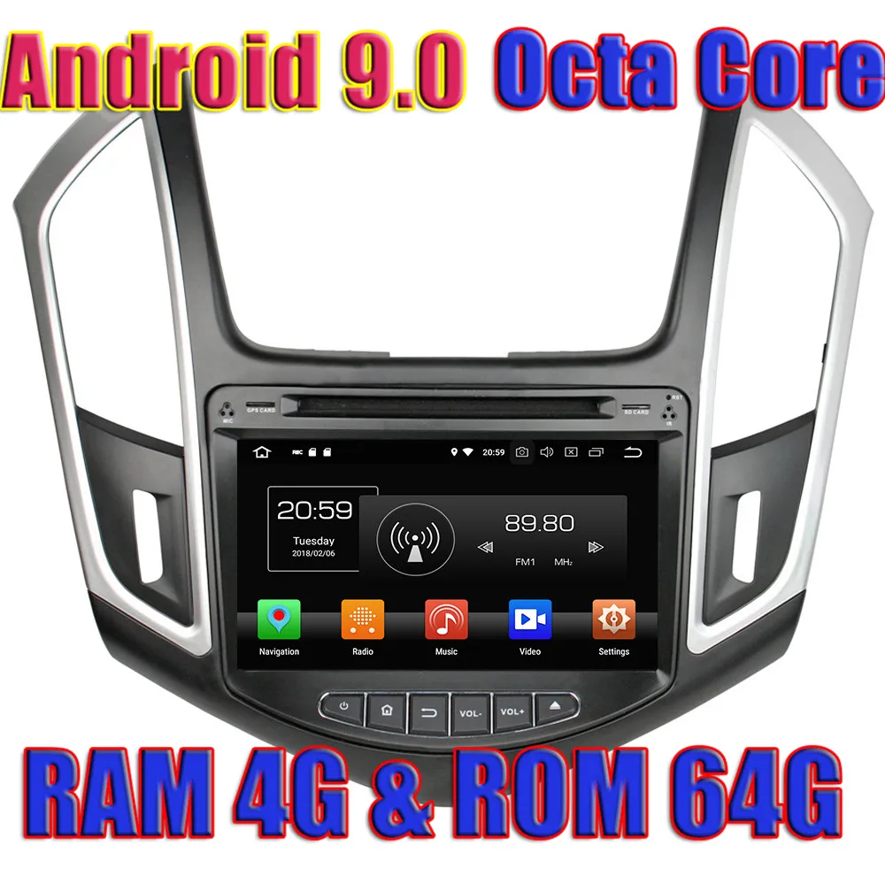 

WANUSUAL 8 Inch Octa Core 64G 4G RAM Android 9.0 Car DVD Video Player For Chevrolet CRUZE 2015 GPS Navigation 1024*600 TWO Din