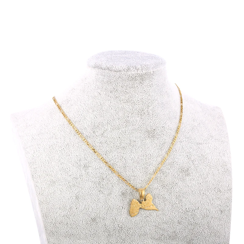 Цепочка с подвеской в виде карты Гваделупы золотистого цвета|pendant brand|pendant for