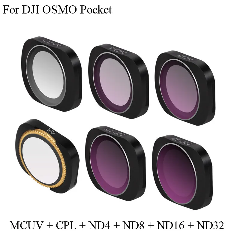6pcs Filter Set Алюминиевый сплав Магнитная Адсорбция MCUV CPL ND 8 4 16 32 64 фильтр объектива Набор для DJI OSMO Карманный Стабилизатор камеры - Цвет: 6pcs Filter Set