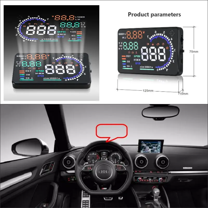 For Audi Q5/Q7 2010-2020 Car Head Up Display Auto Electronic Accessories Safe Driving Screen Projector Plug And Play