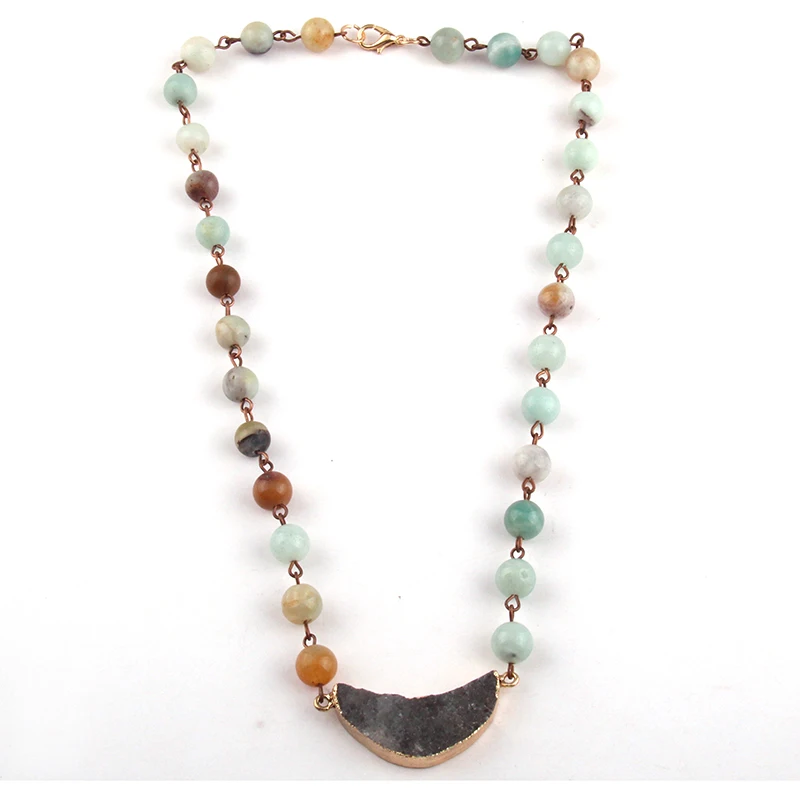 MOODPC модное богемное этническое ювелирное изделие Амазонит Розария цепь Druzy Moon