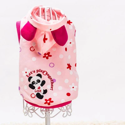 Pink Новая одежда для домашних животных, толстовки с капюшоном для собак, пальто на весну и осень, толстовки с принтом панды для маленьких и средних кошек, собак, XS-XL, DOGGYZSTYLE - Цвет: Pink