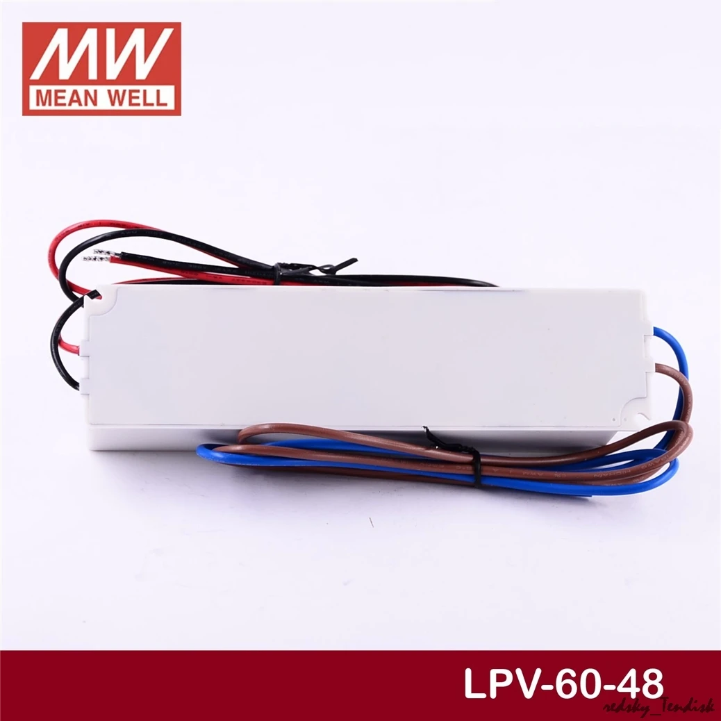 3,28) Водонепроницаемый источник питания Meanwell 60W IP67 LPV-60-24V 5V 12V 15V 36V 48V 2.5A 4A 5A 8A DC светодиодный светильник