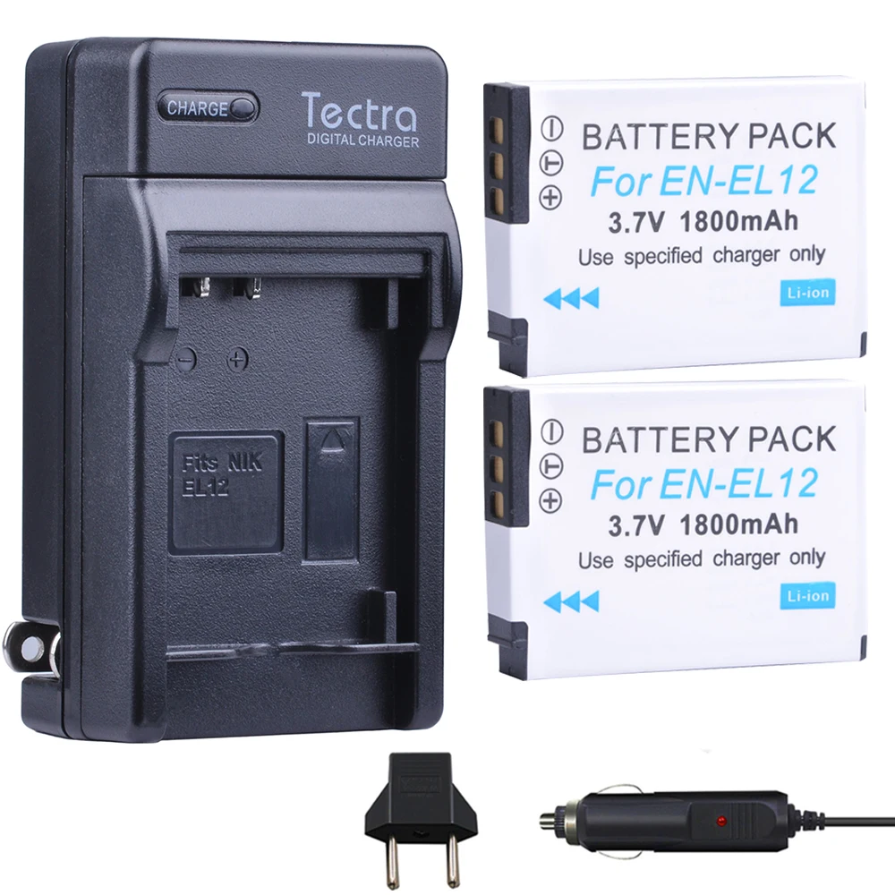 Tectra 2 шт. EN EL12 ENEL12 Bateria + Цифровое зарядное устройство для Nikon Coolpix S9700 S9500 S9400 S9300 S9100