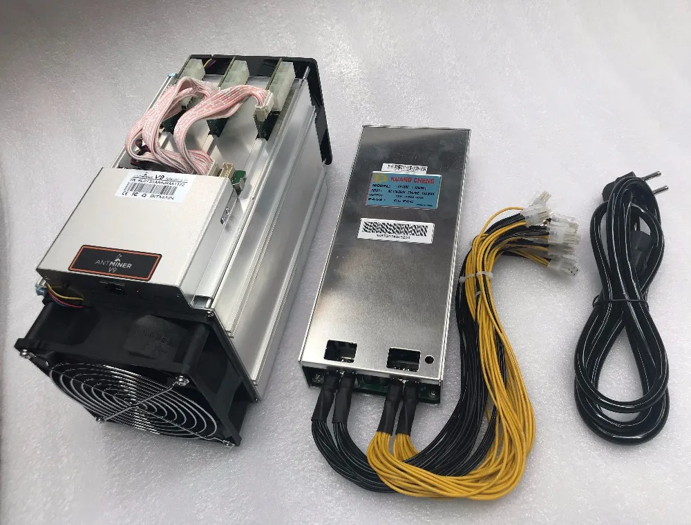 Майнер KUANGCHENG AntMeinr V9 4-й с блоком питания Asic 16nm Btc машина для майнинга биткоинов