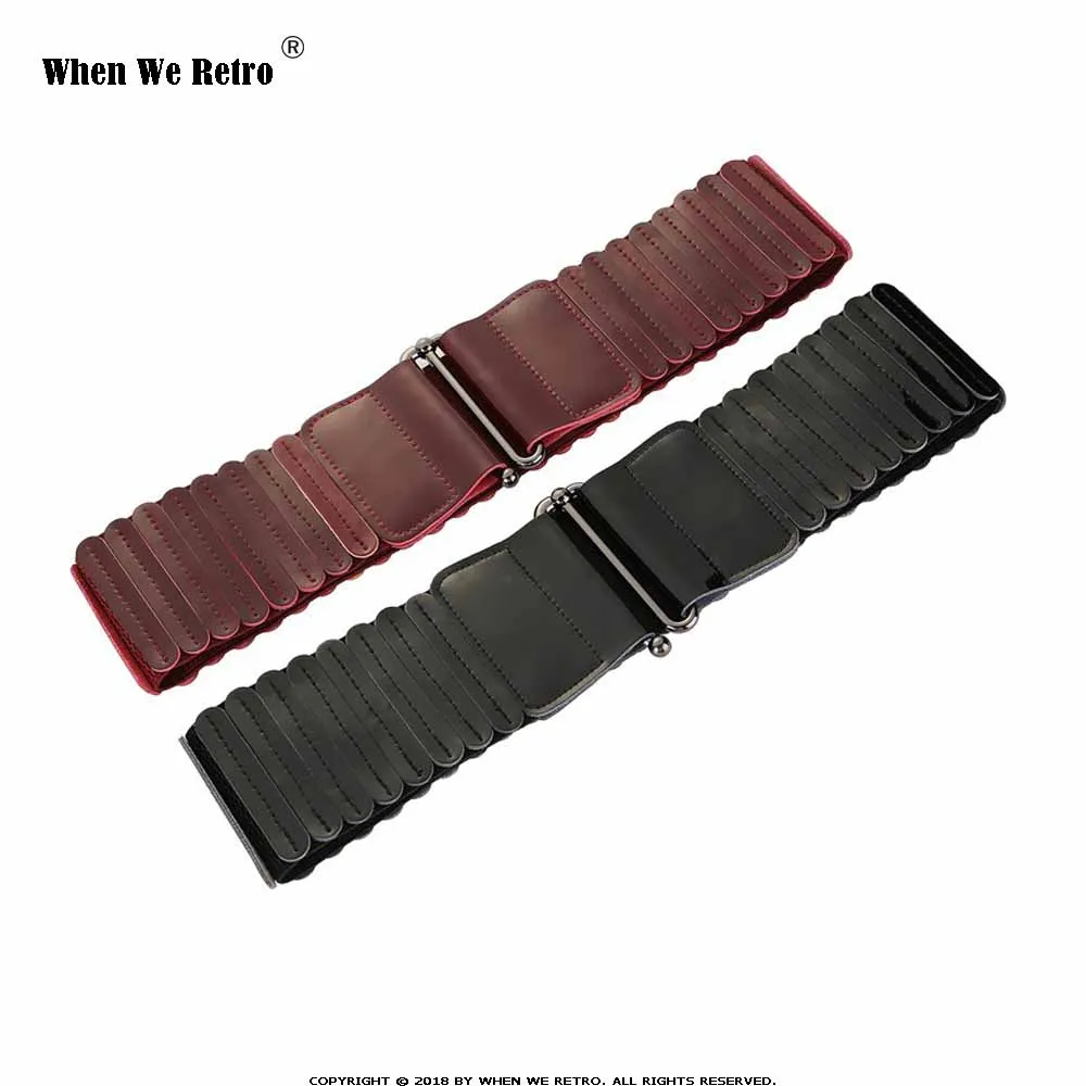 When We Retro Genuine Leather Women Waist Belt VB0050 High Quality Ladies Luxury Black Wine Red Elastic Belts for Women