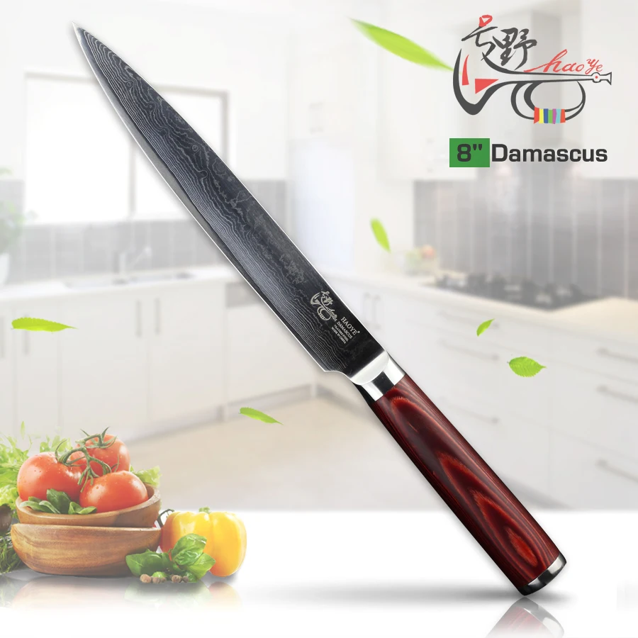 HAOYE 8 дюймов дамасский Кливер нож японский vg10 Sashimi суши филе кухонные ножи нарезка