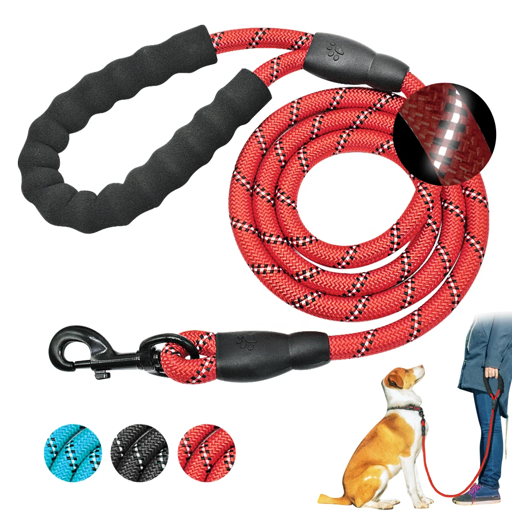 

Nylon Dog Leash Large Dog Training Leash Reflective Pet Long Leads Walking Rope Heavy Duty For French Bulldog Padded Handle