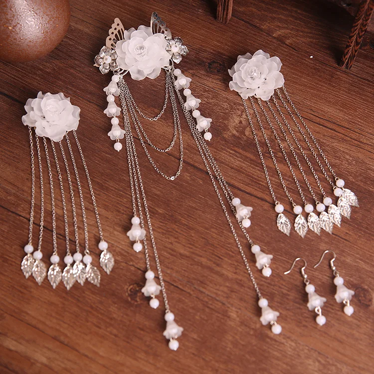 

Antique Han clothing headdress fixed hair hair lying real real hair decoration su step shake ancient wind p