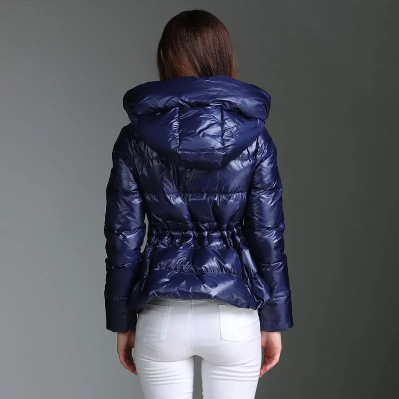 Autumn Winter Women Thickening Down Jacket Parkas 2018 New Hooded Cape style Blue Tightening White Duck Coat lj909 | Женская одежда