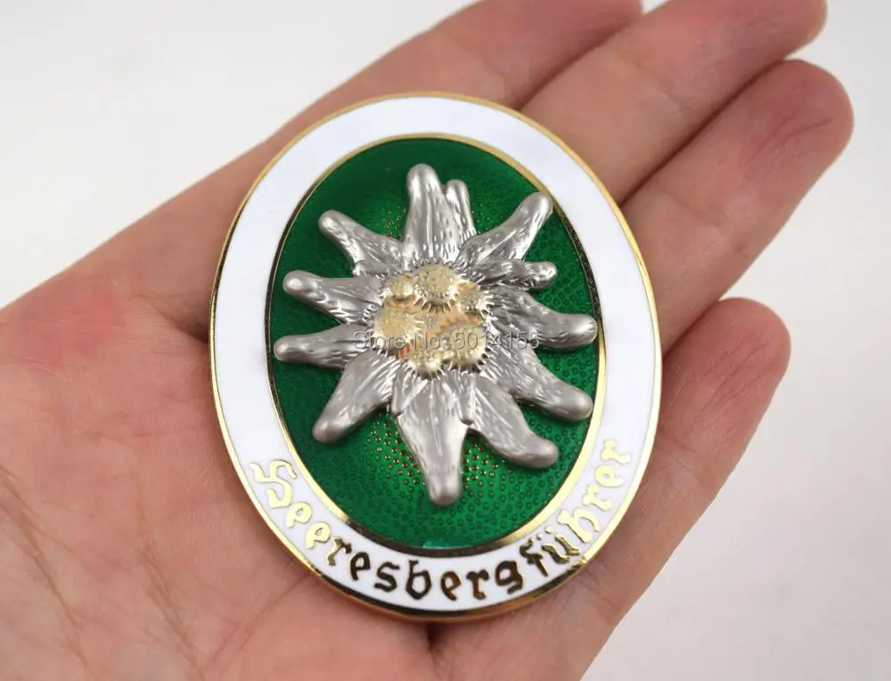 Реплика немецкого горного отряда Edelweiss металлический значок Insignal Gold | Спорт и