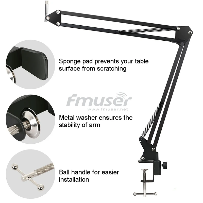 FMUSER NB-35 Регулируемая подставка для микрофона Pro Подвеска Подвесной микрофон+ держатель для микрофона+ Настольный зажим для радио/ТВ-станций