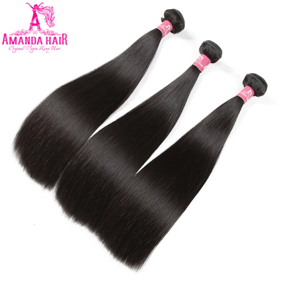 Amanda Hair перуанские прямые волосы плетение 100 г/шт. человеческие пучки Remy для