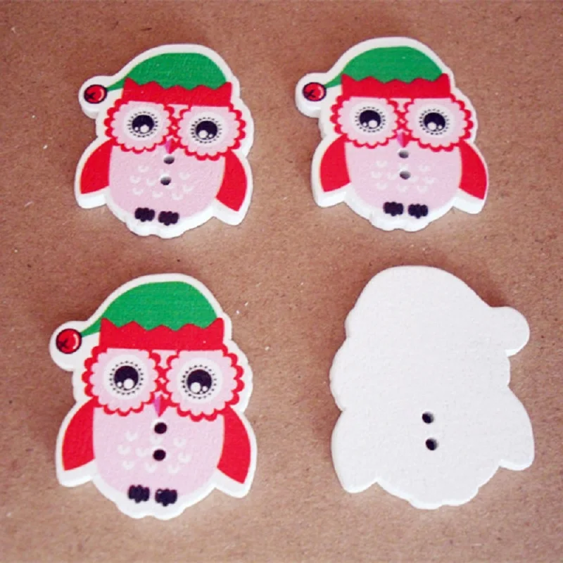 100 шт./лот раскрашенная сова деревянная кнопка 2 отверстия качественная сборка