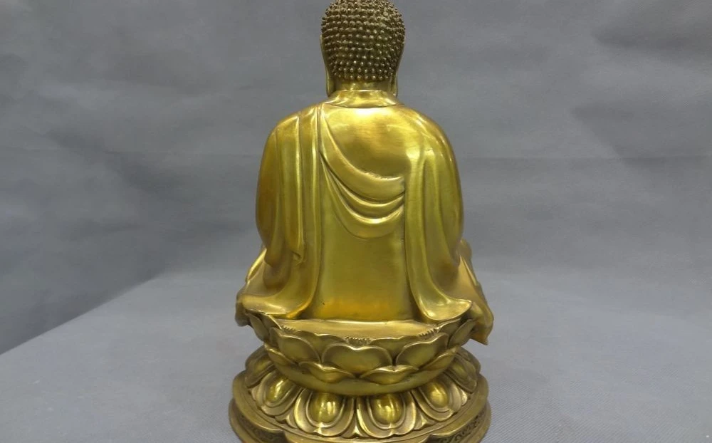 Бесплатная доставка 10 &quotЧистая медь Китай буддизм Шакьямуни чаша Будды статуя