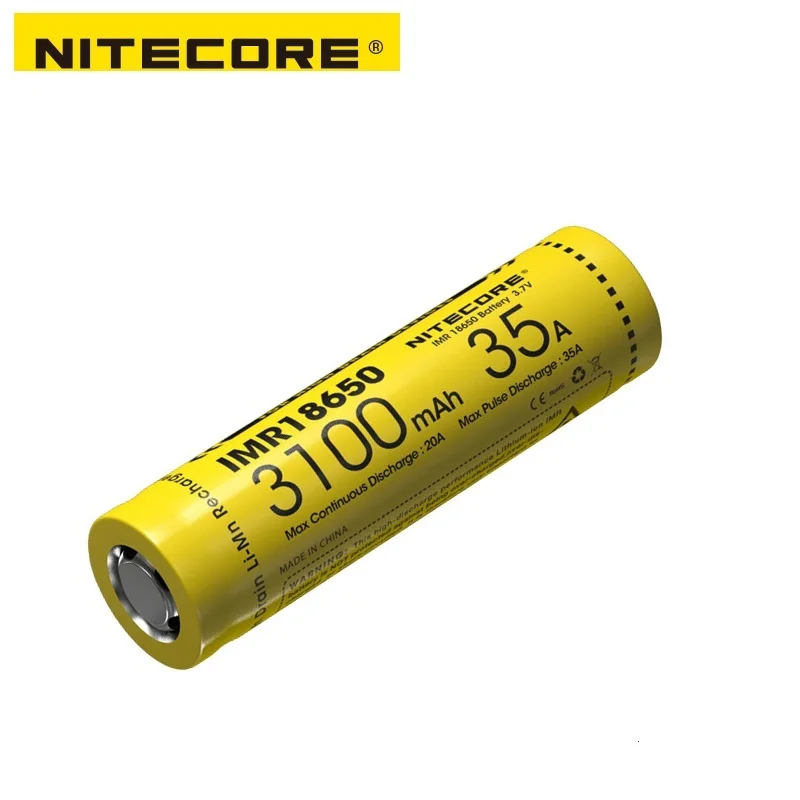 Nitecore IMR18650 3100 mAh 35A 3,7 v плоская аккумуляторная батарея