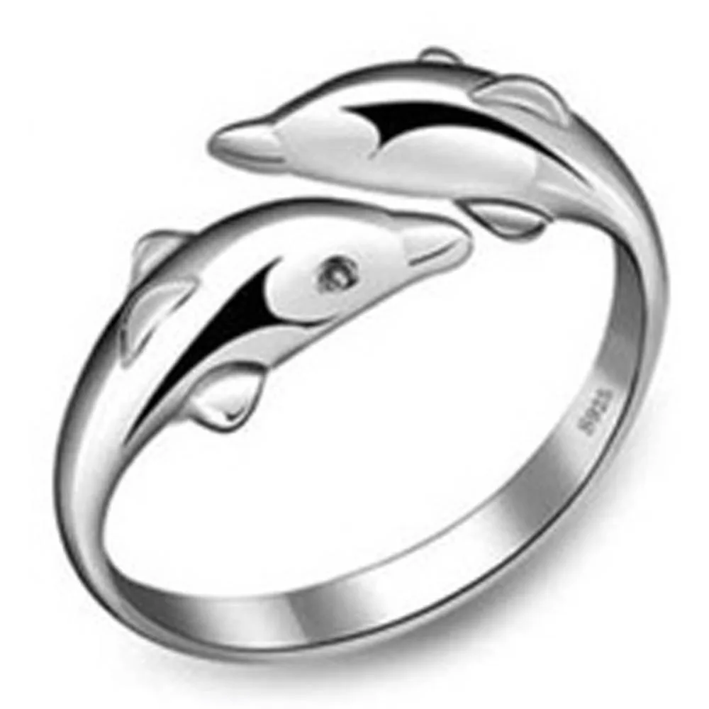 Регулируемое кольцо для влюбленных дельфинов|lovers rings|ring dropsring open |