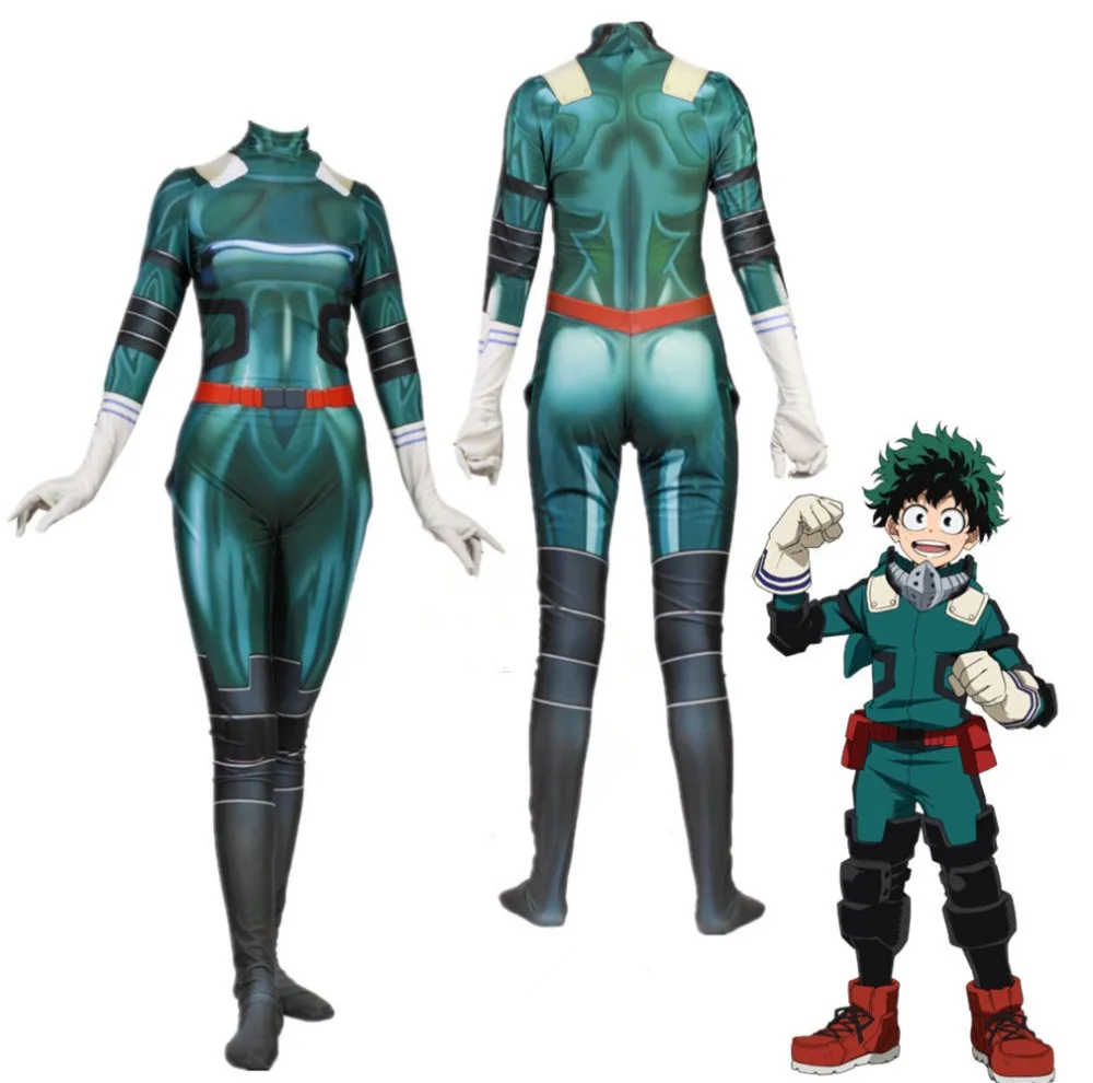 Аниме Boku без герой Deku Izuku Midoriya костюм мой Академии косплэй зентай комбинезон для