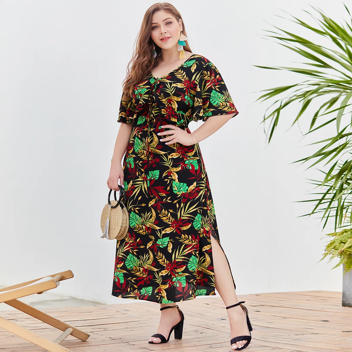 2019 женская одежда большого размера праздничные длинные платья с принтом