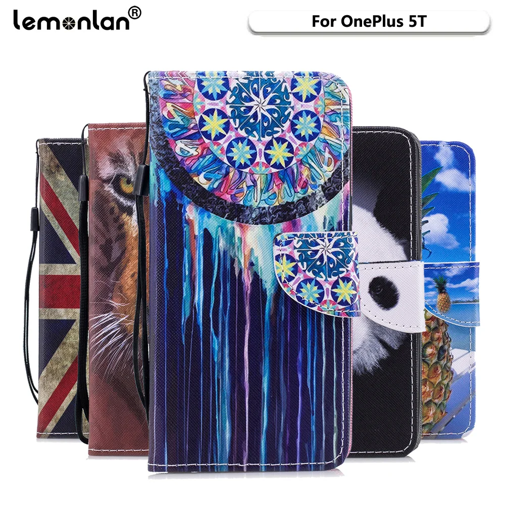 Lemonlan для Fundas OnePlus 5t чехол Модный окрашенный кожаный бумажник флип телефона