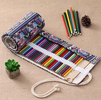 back to school favors vintage printed canvas roll up pencil holder makeup pen case bag wrap curtain sketch school supplies gift