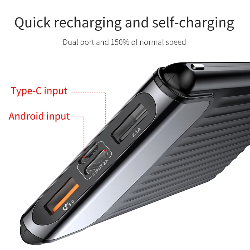 Quick Charge 3 0 Мощность bank 10000 мАч Dual USB ЖК-дисплей внешняя Батарея Зарядное устройство