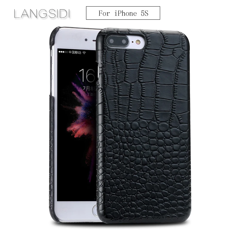 LANGSIDI для iphone 5S чехол ручной работы Роскошные натуральной крокодиловой кожи