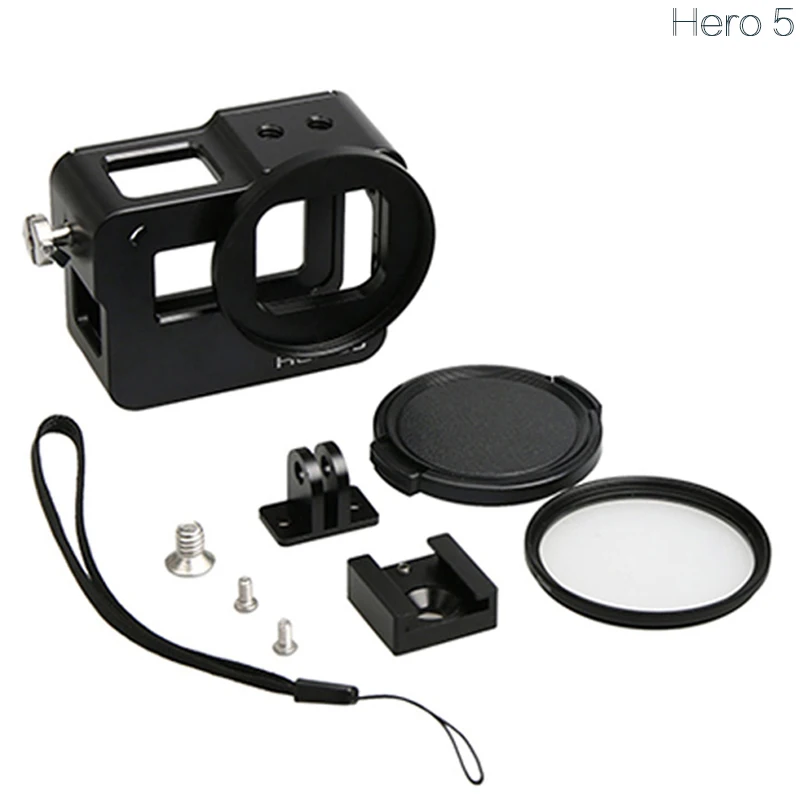 Сплав hero 5 клетка защитный корпус Чехол hero 5 металлическая рамка+ УФ-фильтр для GoPro Go Pro hero 5 hero 5 hero 6 Черная Камера