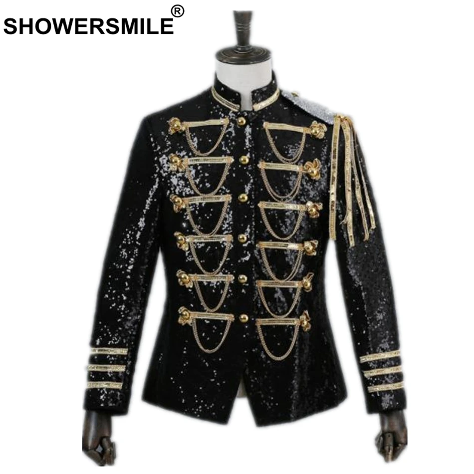 SHOWERSMILE блейзер Мужской британский стиль дворцовый пиджак мужской блесток Красный кисточкой пальто Сценический певец вечерние мужская одежда
