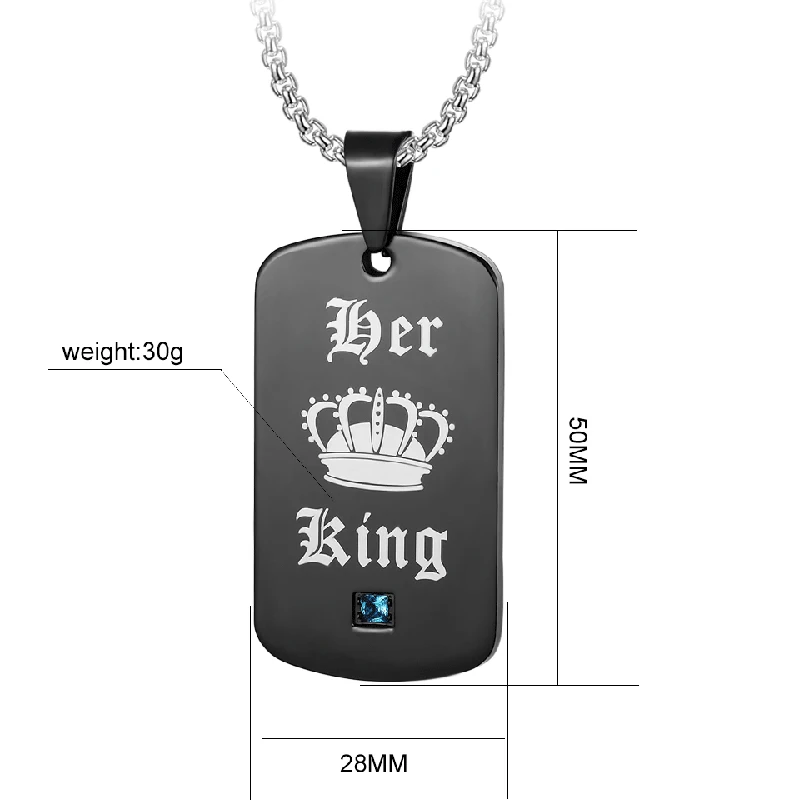JEBWMN Новая мода хип хоп/eock King &amp Queen's Tag Премиум из нержавеющей стали пара