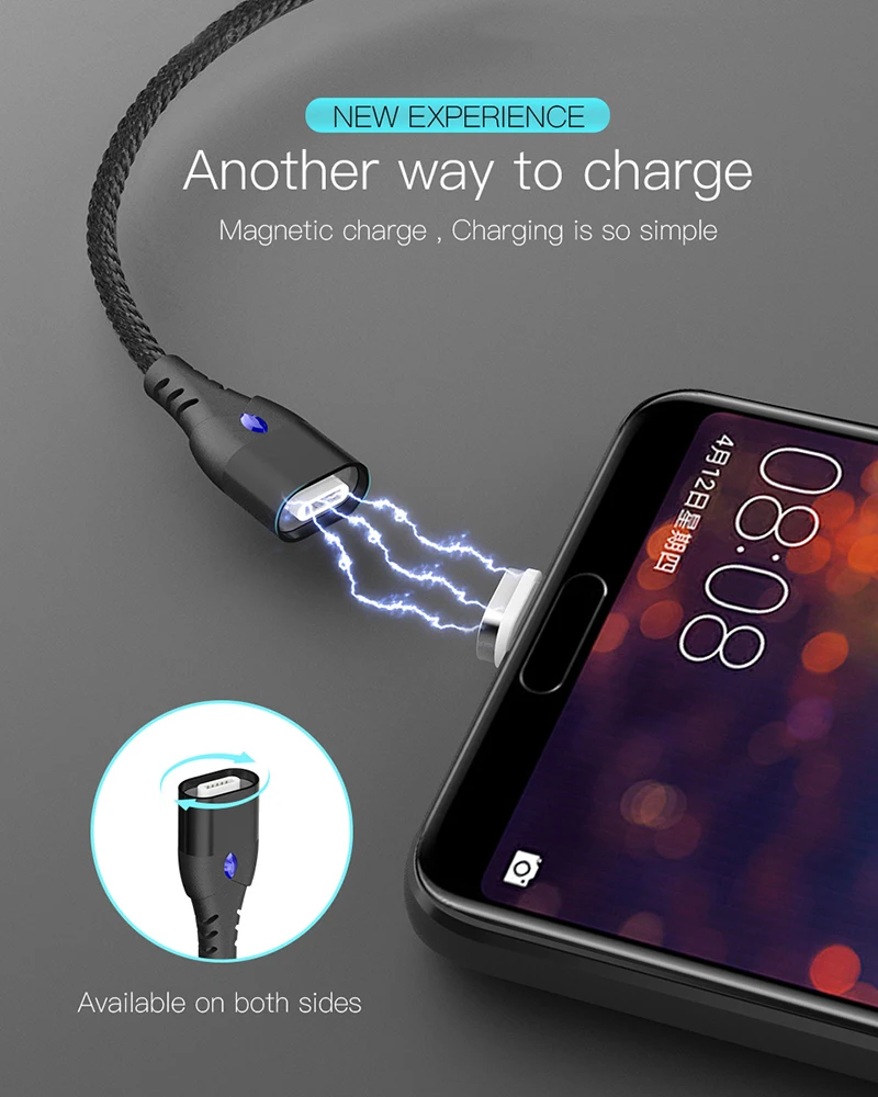 Магнитный кабель Micro USB для iPhone samsung type-c 3A Быстрая зарядка Магнитный адаптер зарядного устройства usb type C кабели для мобильных телефонов